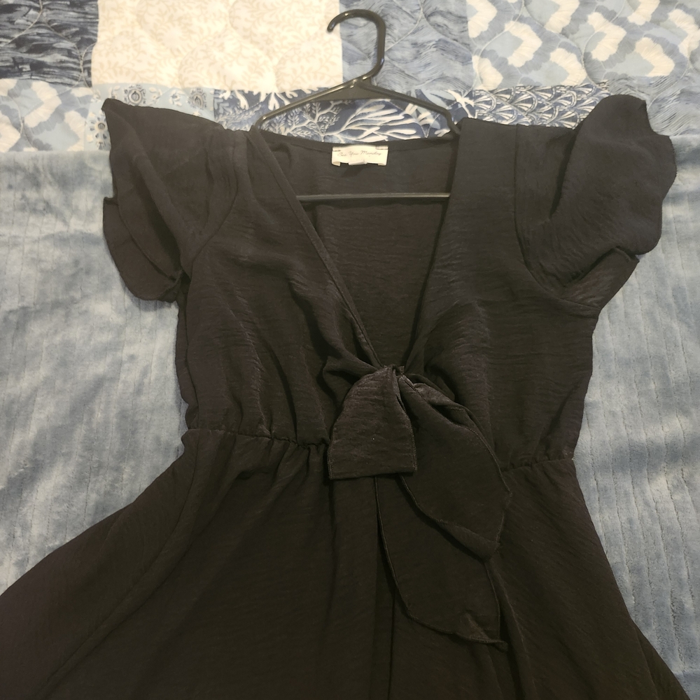 See You Monday Black Mini Dress